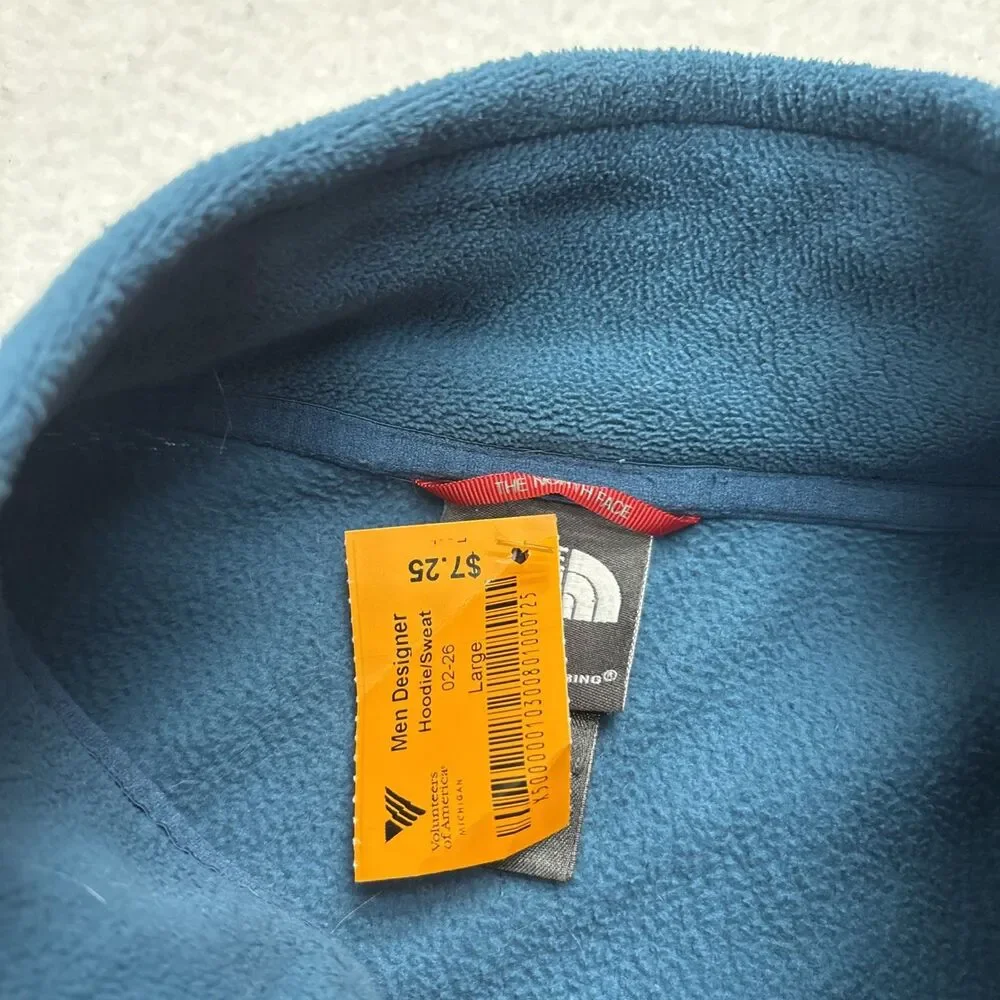 North Face Jacket Mens Large Blue Polartec Fleece Quarter Zip Pullover Hiking